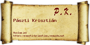 Pászti Krisztián névjegykártya