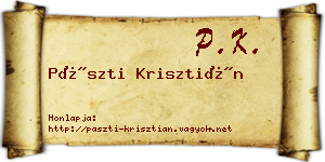 Pászti Krisztián névjegykártya